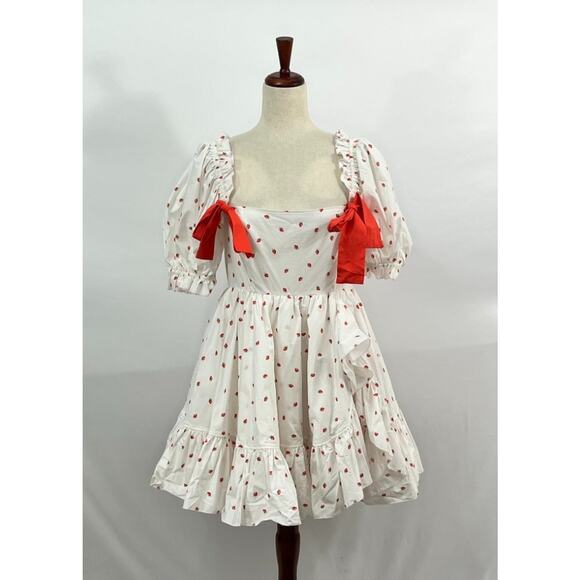 SELKIE Sz M Medium The Buttercream Dress Strawberries La Fraise Bows NWT - Picture 11 of 11